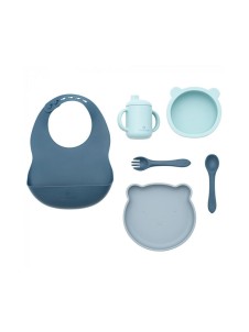 Vajilla 7 Piezas Silicona Blue